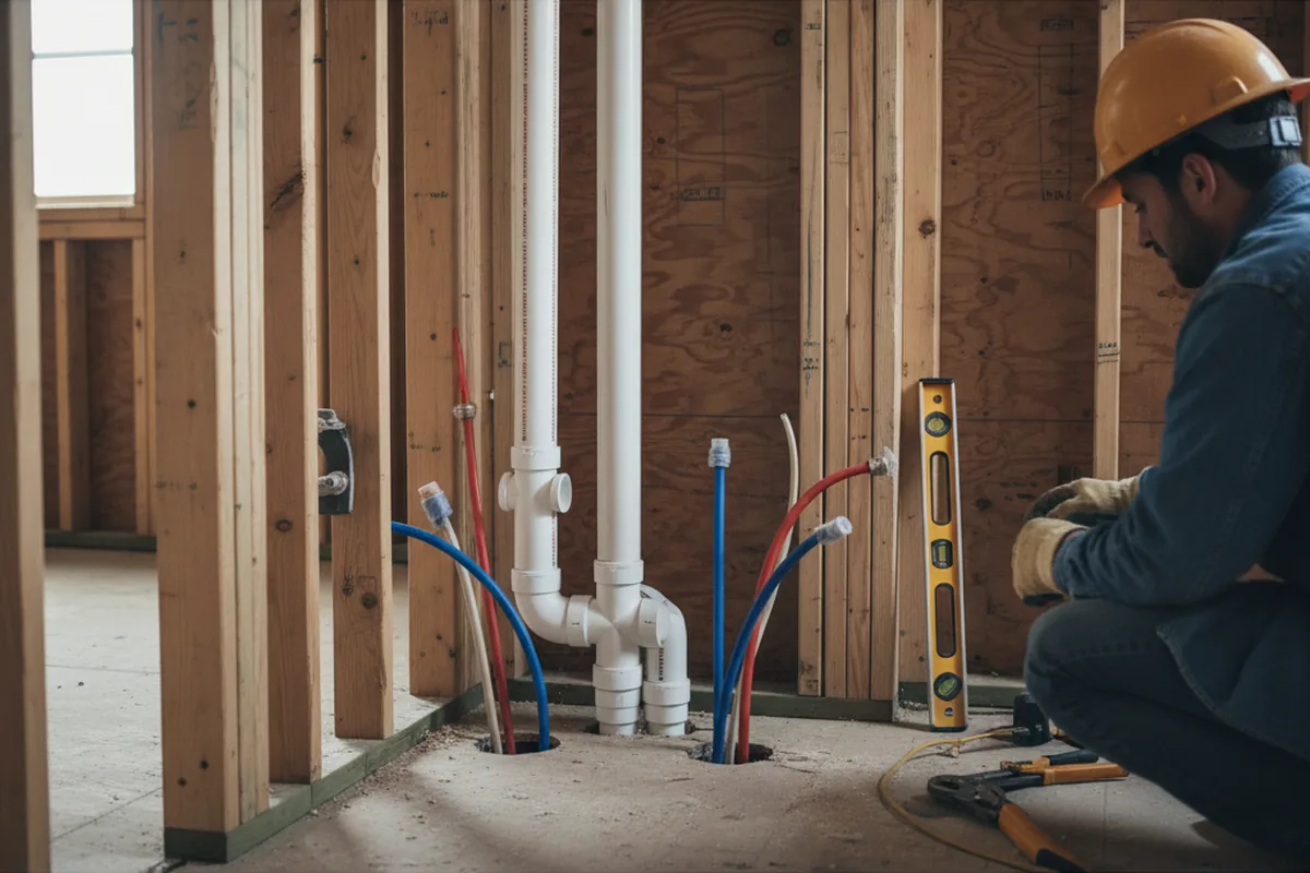 Drain and supply rough-in during Leak Detection in Attalla